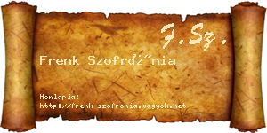 Frenk Szofrónia névjegykártya